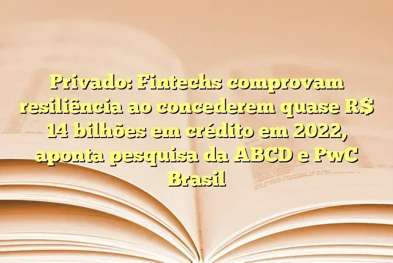 Privado: Fintechs comprovam resiliência ao concederem quase R$ 14 bilhões em crédito em 2022, aponta pesquisa da ABCD e PwC Brasil