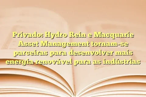 Privado: Hydro Rein e Macquarie Asset Management tornam-se parceiras para desenvolver mais energia renovável para as indústrias