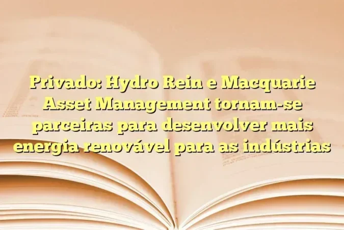 Privado: Hydro Rein e Macquarie Asset Management tornam-se parceiras para desenvolver mais energia renovável para as indústrias