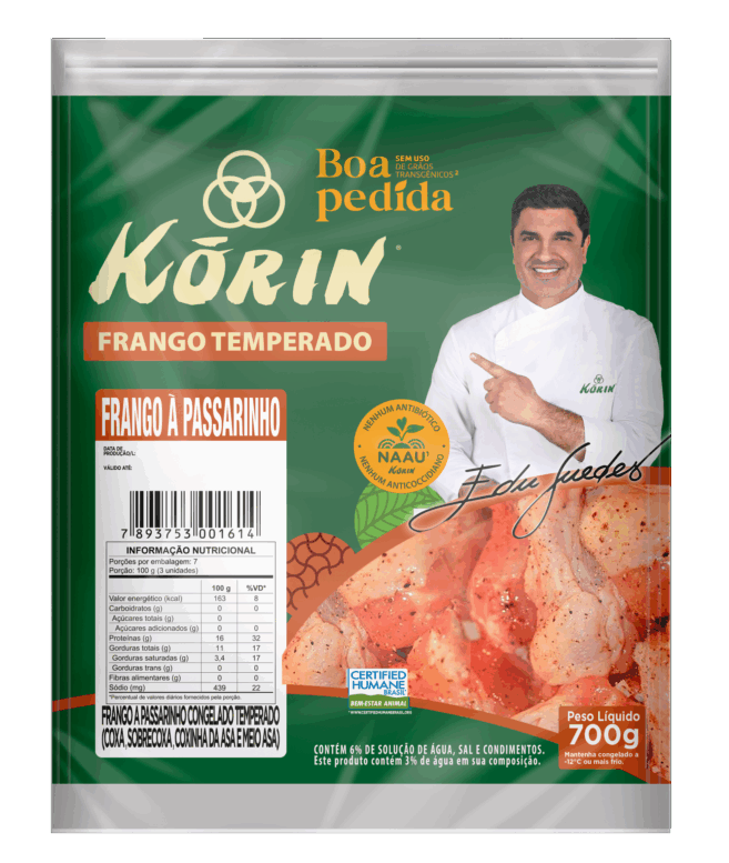 Korin traz novidade com lançamento de frangos livres de grãos transgênicos