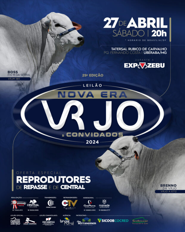 Expozebu 2024 sedia o 29° Leilão Nova Era VRJO e Convidados, em Uberaba (MG)