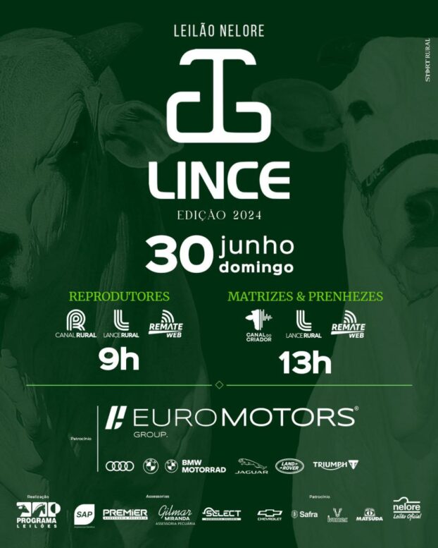Leilão Virtual Nelore Lince oferta 150 animais puros de origem