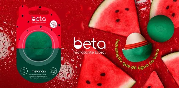 Hidratante labial de melancia da Beta chega às farmácias de todo o Brasil