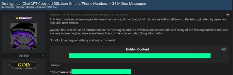 Vazam dados pessoais de 20 mil usuários em chatbot de IA