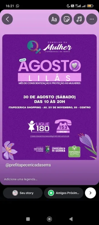 Itapecerica Shopping recebe ação do Conselho da Mulher com foco no acolhimento e combate à violência