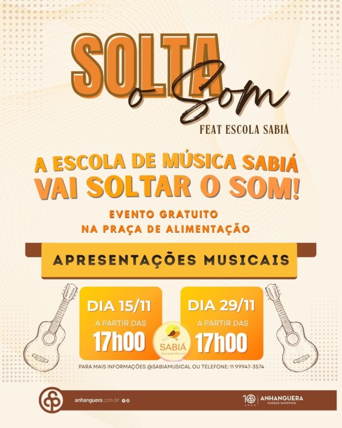 Anhanguera Parque Shopping apresenta projeto “Solta o Som” especial em parceria com a Escola de Música Sabiá