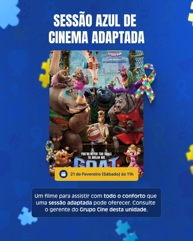 Sessão Azul exibe “Goat” no Itapecerica Shopping em parceria com o Grupo Cine