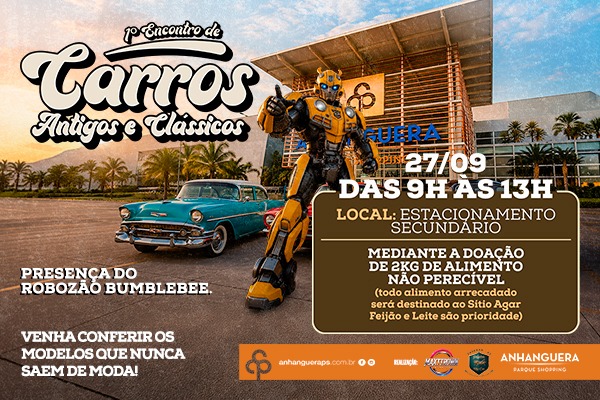 1º Encontro de Carros Antigos e Clássicos reúne apaixonados por automóveis no Anhanguera Parque Shopping