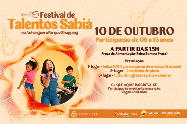 Festival de Talentos Sabiá Kids reúne jovens talentos no Anhanguera Parque Shopping