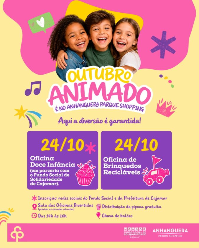 Diversão e criatividade marcam o retorno da Oficina Doce Infância ao Anhanguera Parque Shopping, em parceria com o Fundo Social de Solidariedade de Cajamar